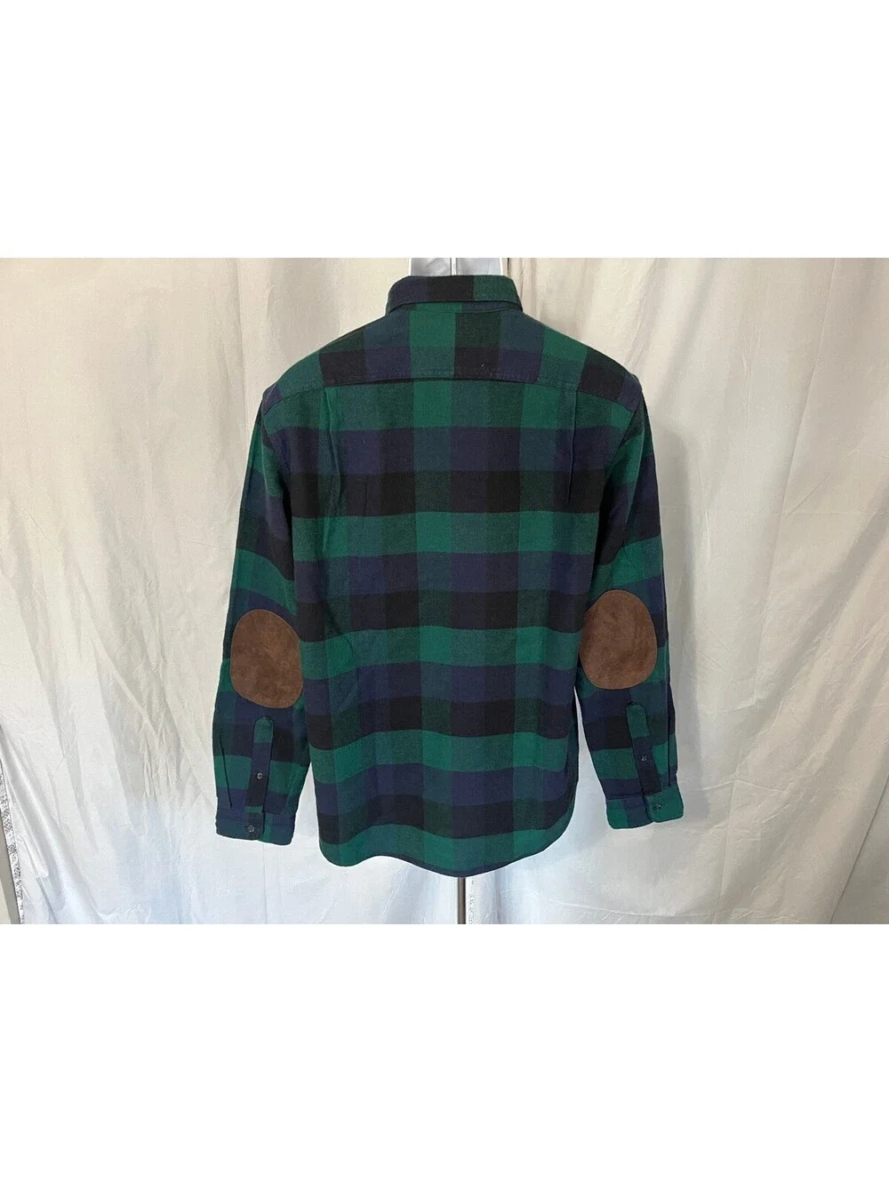 J.Crew Men's Red Blue Green Wool Blend Elbow Patches Slim Fit Shirt Large L